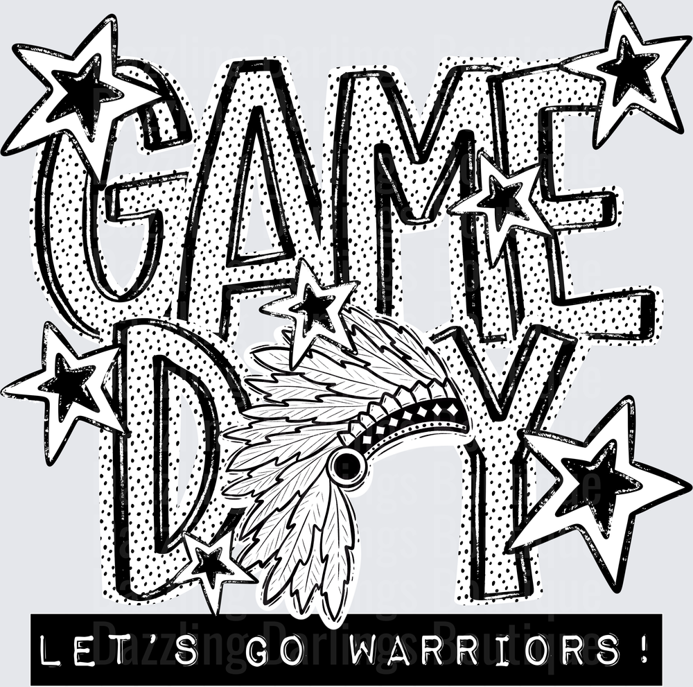 Game Day Let's Go Warriors Native Headdress Stars