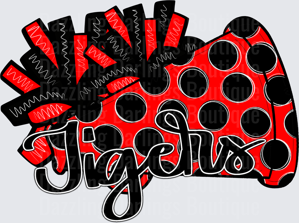 Tigers Red Black Polka Dot Cheer Pom Pom Game Controller
