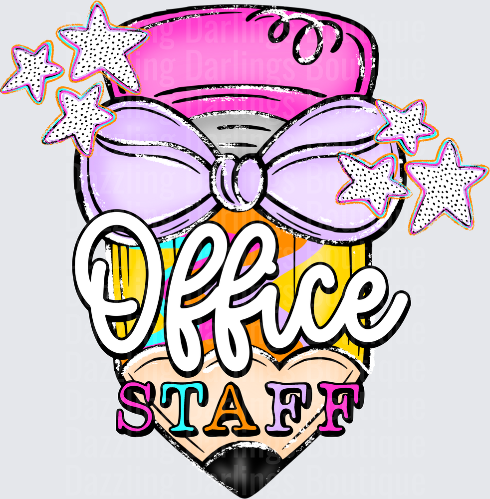 Glam Pencil with Purple Bow Office Staff Stars Design