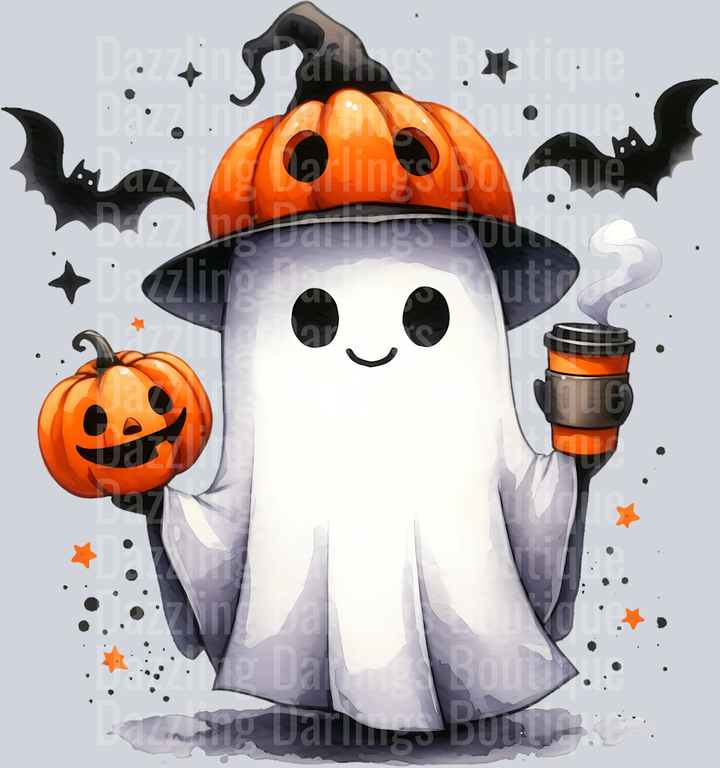 Halloween Fall Ghost Pumpkin Pumpkin Hat Smiling