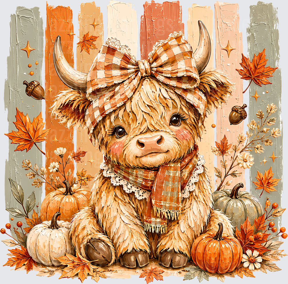 Striped Fall Highland Cow