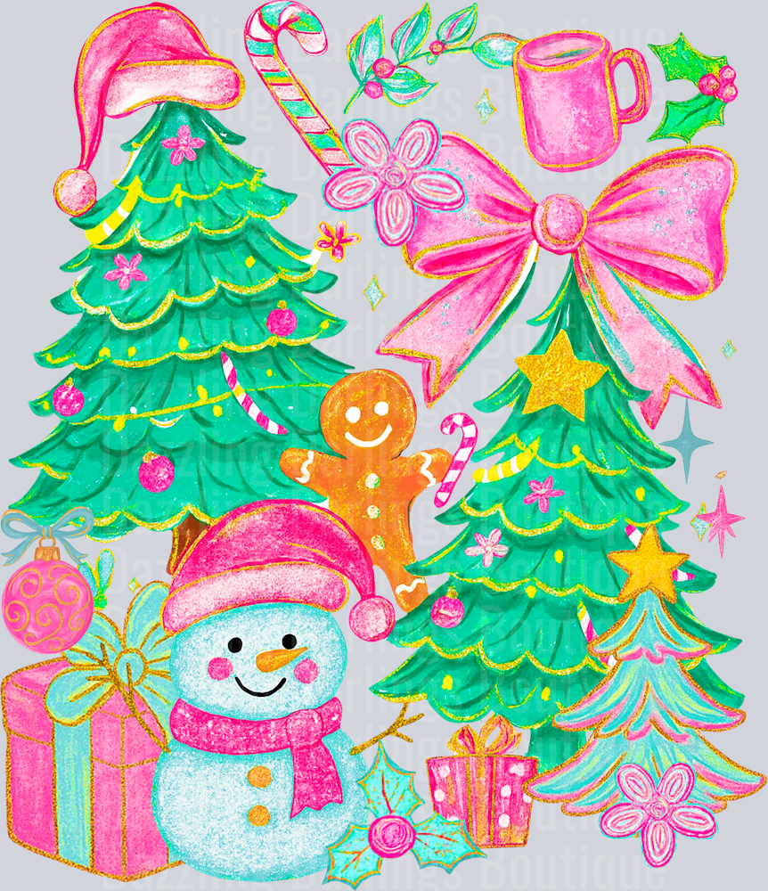 PREPPY DOODLE SNOWMAN TREE