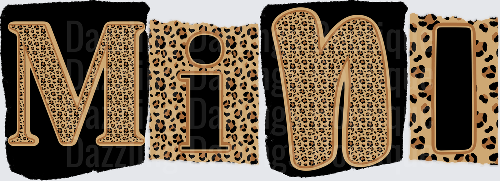 Mama Leopard Print Letters on Black Background