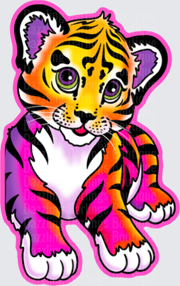 Adorable Baby Tiger Cub with Rainbow Gradient Colors