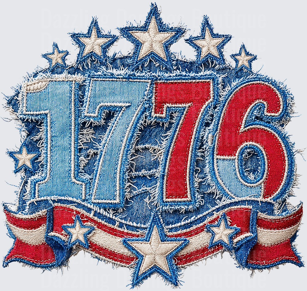 Vintage Distressed 1776 Patriotic Stars and Stripes Design