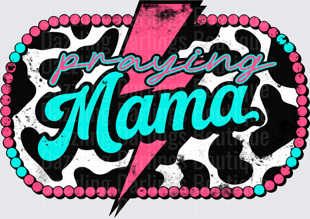 Praying Mama Lightning Bolt Leopard Print Design