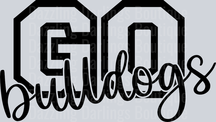 Go Bulldogs Varsity Outline Script