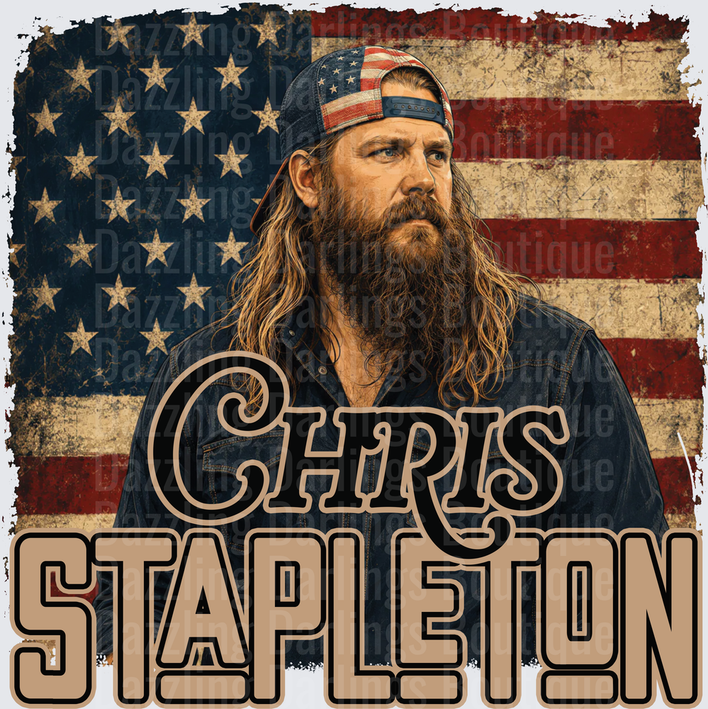 Chris Stapleton Country Music Singer American Flag Portrait