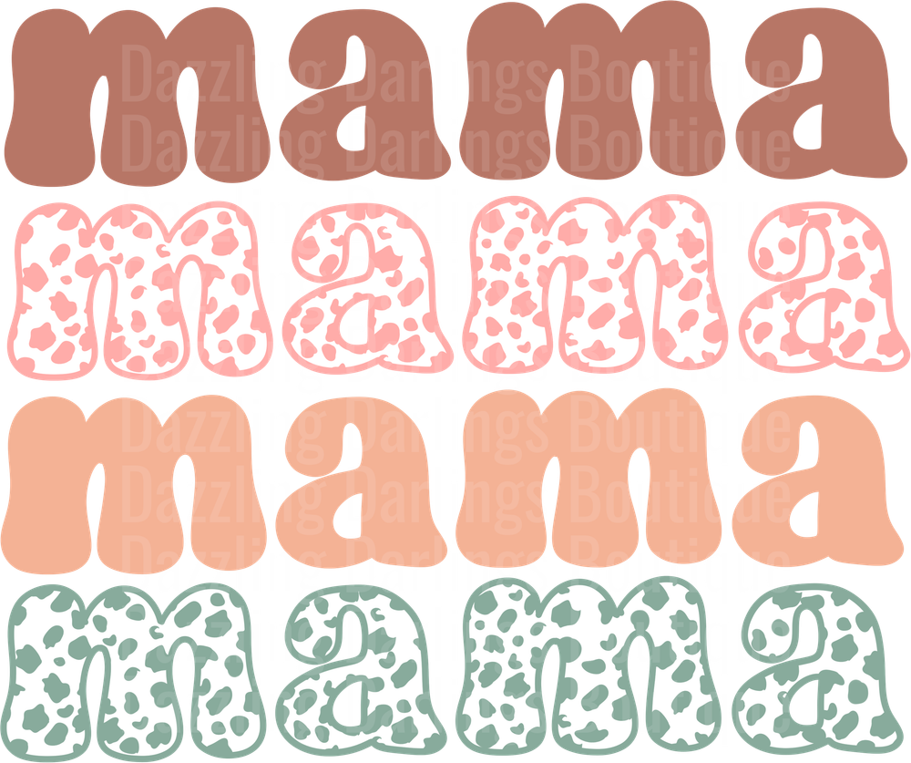 Mama Leopard Print Typography in Pink and Green Color Scheme