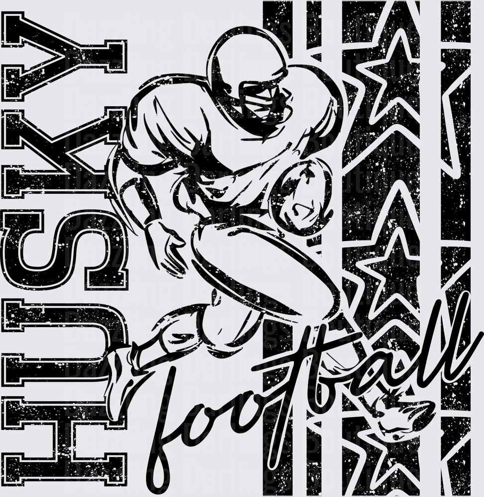 Husky Football Player Running Back Grunge Stars Design