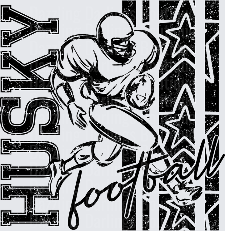 Husky Football Player Running Back Grunge Stars Design