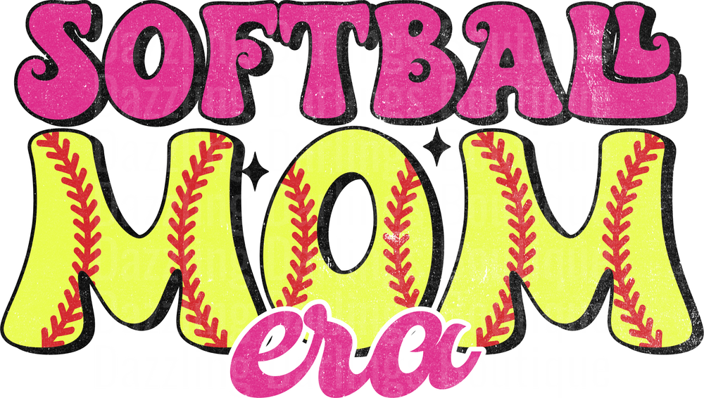 Softball Mom Era Pink and Yellow Text Design