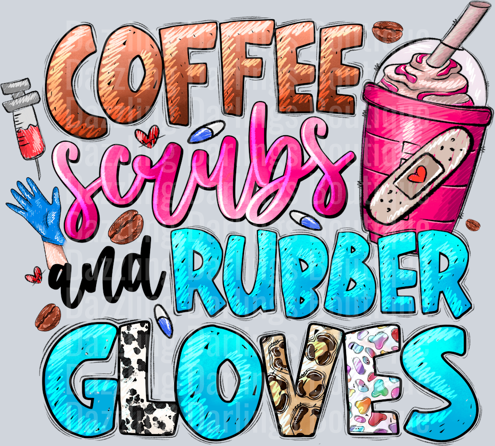 Nurse Coffee Scrubs and Rubber Gloves