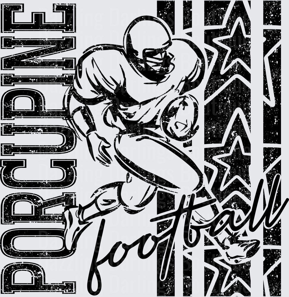 Porcupine Football Player Grunge Stars Distressed Graphic