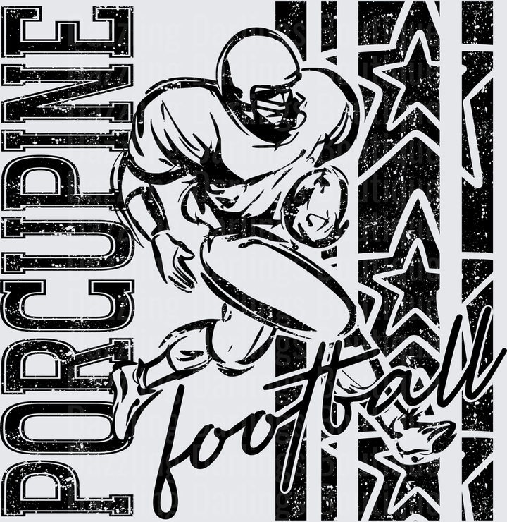 Porcupine Football Player Grunge Stars Distressed Graphic