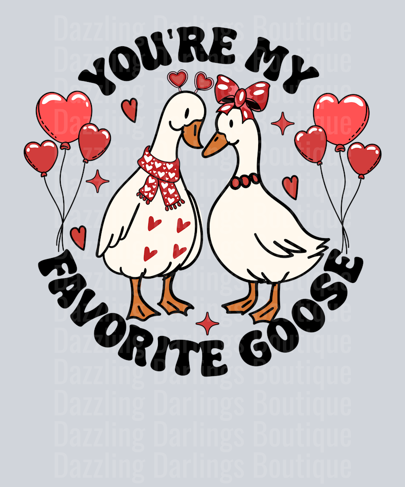 You're my Favorite Goose Valentines Goose Couple Hand-Drawn