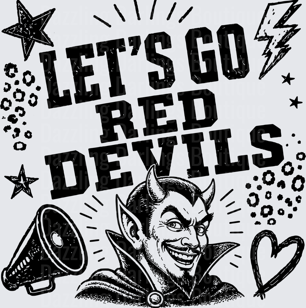 Let's Go Red Devils Retro Devil Mascot Megaphone Spirit