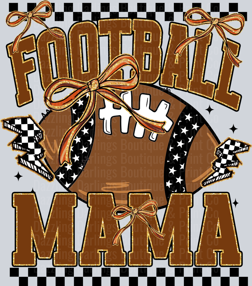 FOOTBALL MAMA BLACK AND WHITE CHECKERED