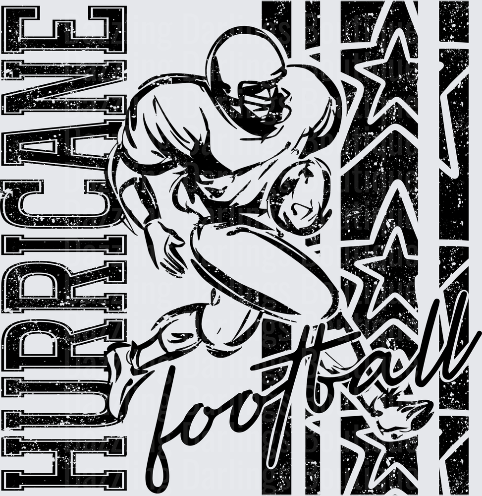 Hurricane Football Player Grunge Stars Running Back Design