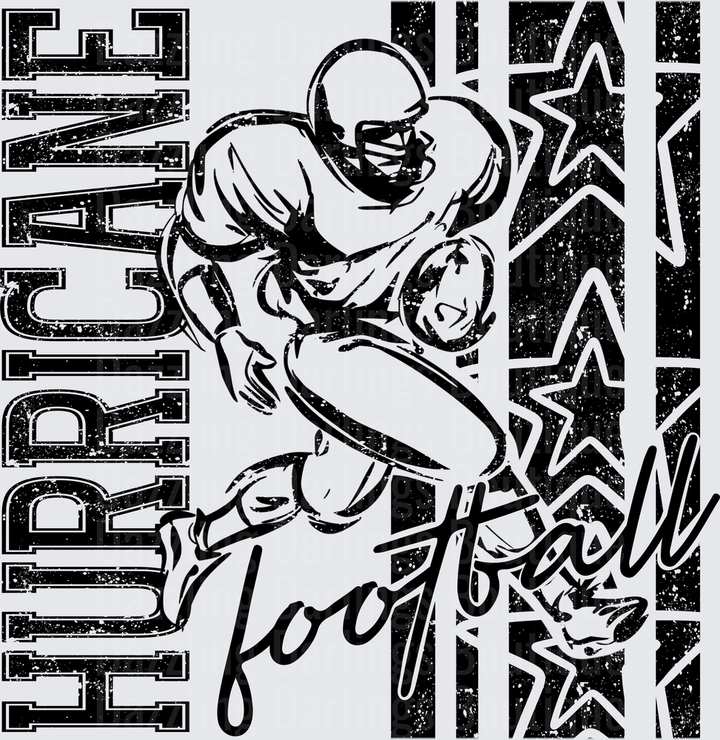 Hurricane Football Player Grunge Stars Running Back Design