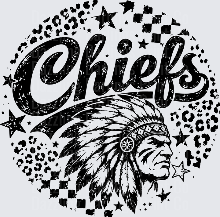 Chiefs Script Native American Chief Headdress Leopard Star Circle