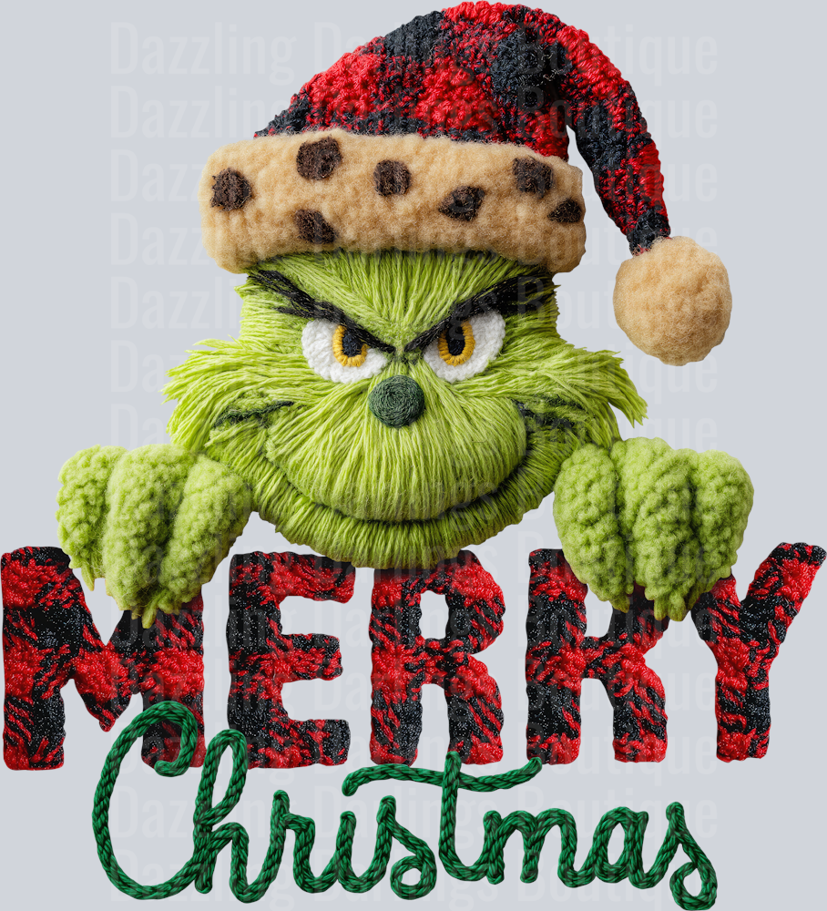 Grinch Merry Christmas Buffalo Plaid Leopard Hat