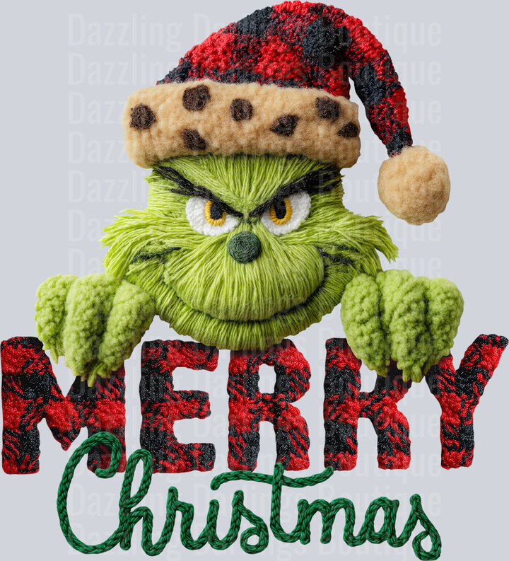 Grinch Merry Christmas Buffalo Plaid Leopard Hat