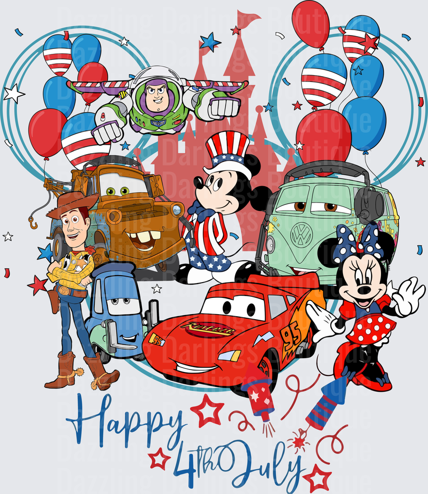 Disney Characters Happy 4th of July Patriotic Castle Balloon