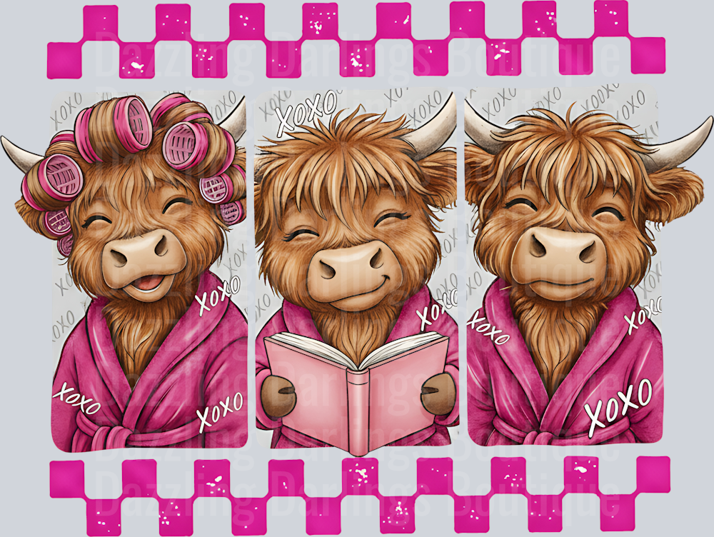 VALENTINES DAY HIGHLAND COW RETRO