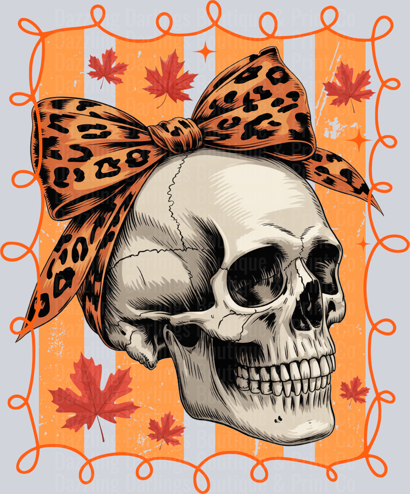 HALLOWEEN FALL DTF TRANSFER PREPPY SKELETON COQUETTE