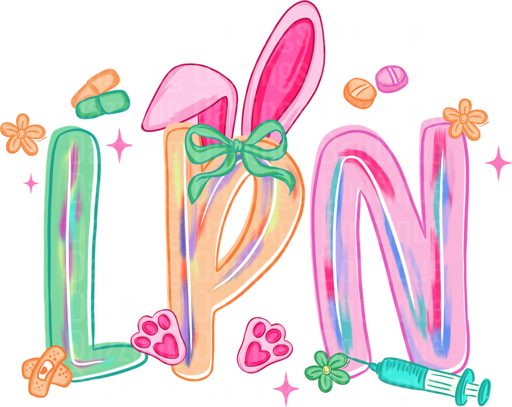 LPN Licensed Practical Nurse Easter Bunny Ears Medical Design