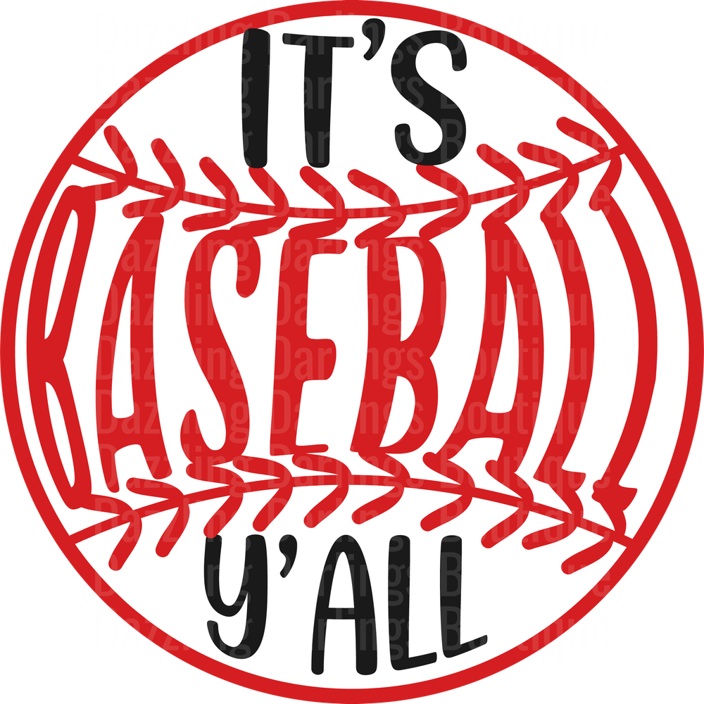 It's Baseball Y'All Red and Black Circular Design