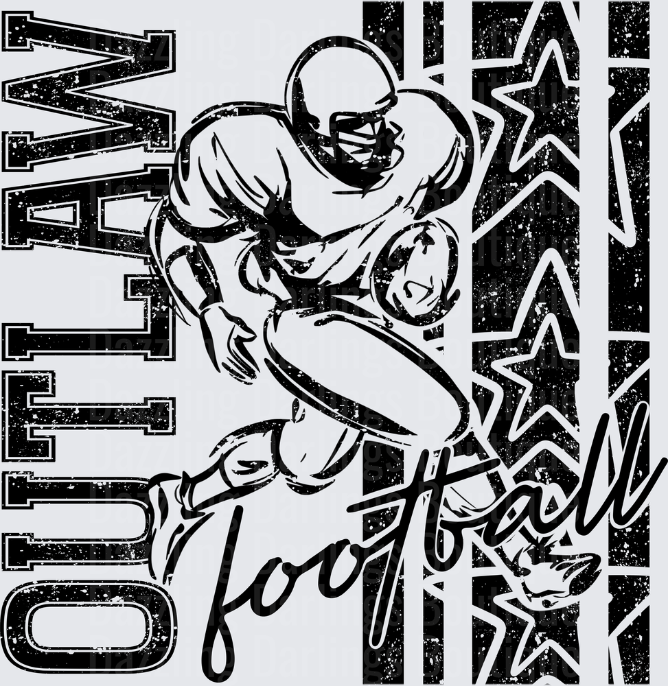 Outlaw Football Running Back Grunge Stars Distressed Graphic