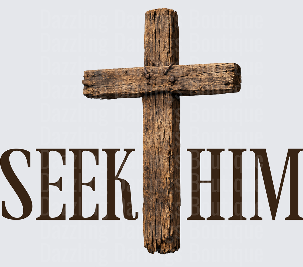 Seek Him Wooden Cross Christian Faith Design