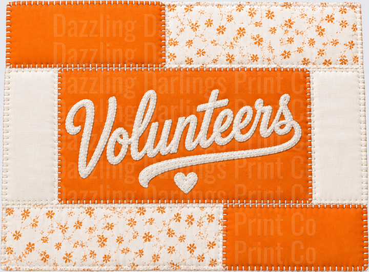 Volunteers Patchwork Quilt Script Heart Design
