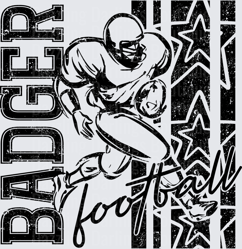 Badger Football Grunge Running Back Stars Vintage