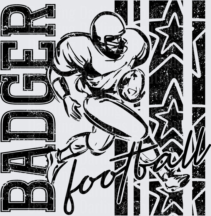 Badger Football Grunge Running Back Stars Vintage