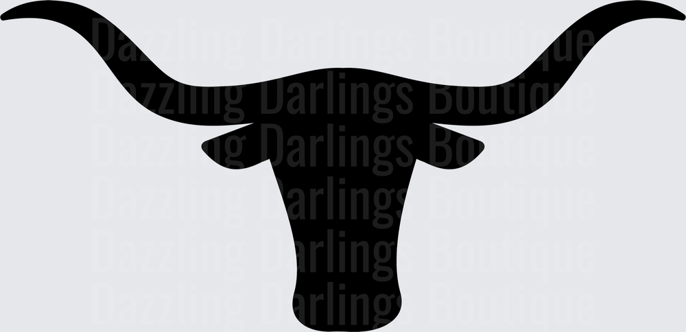 Black Longhorn Bull Head Silhouette