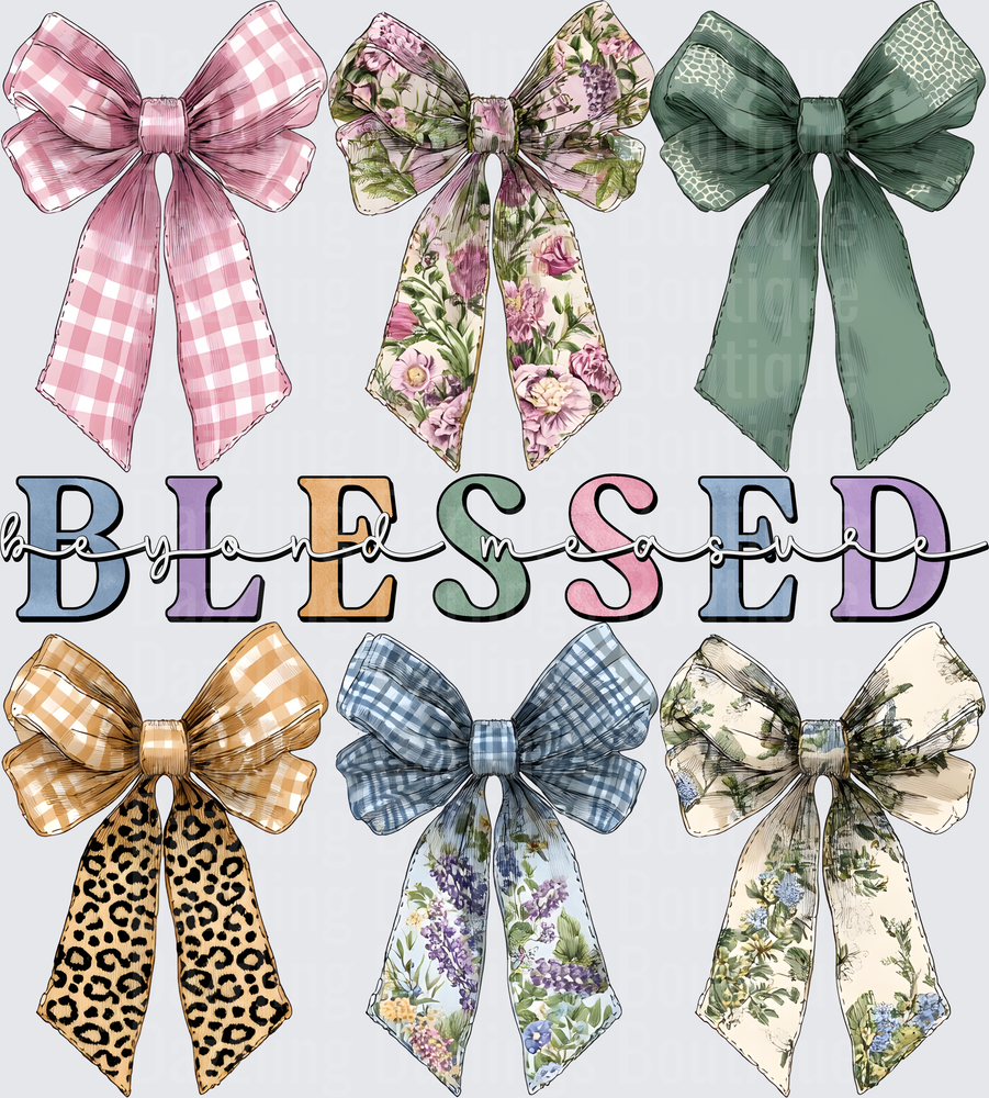 Blessed Decorative Bow Collection with Floral and Gingham Patterns