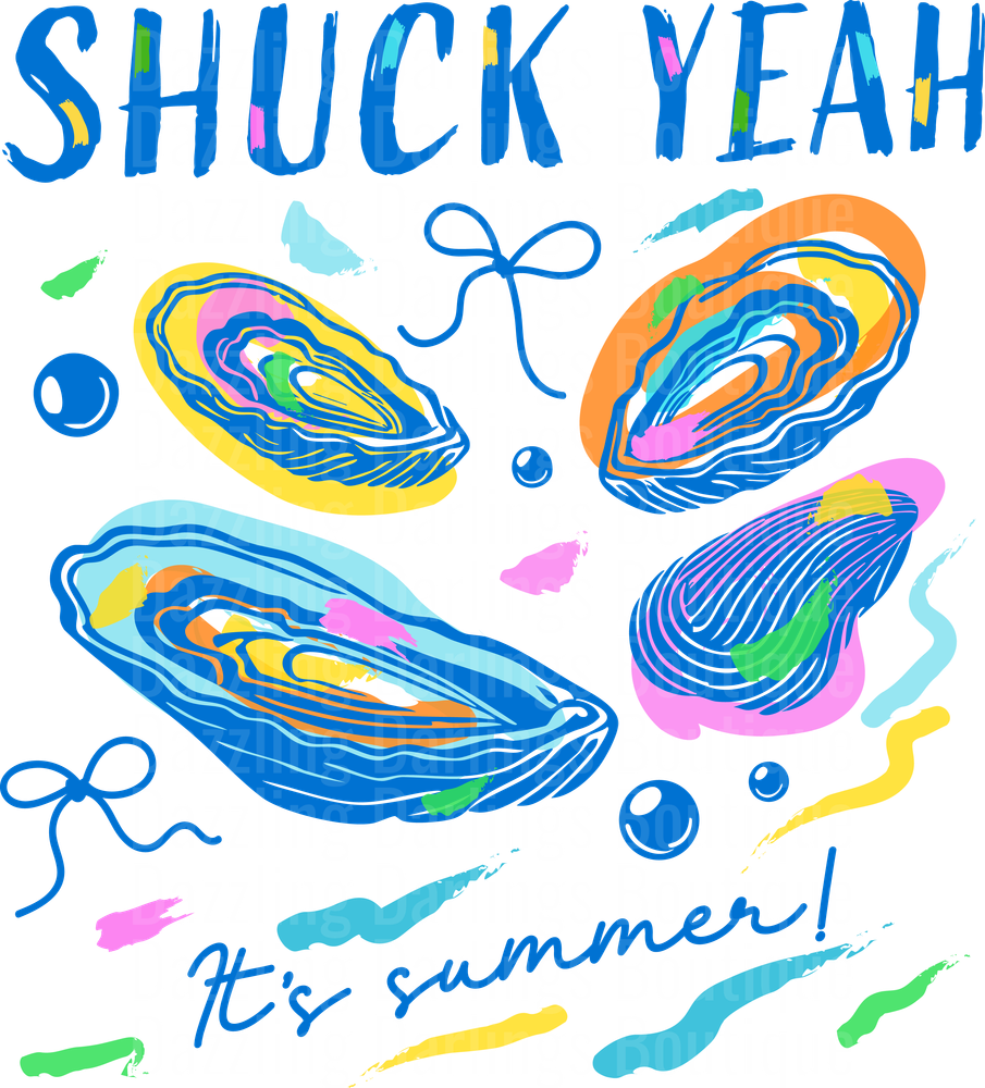 Shuck Yeah It's Summer Colorful Oyster Shells Design