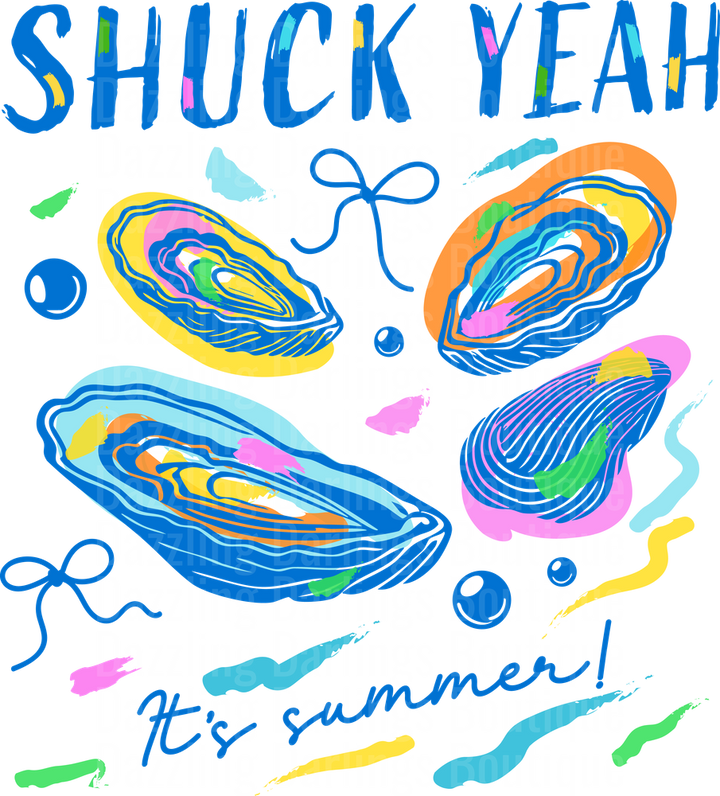Shuck Yeah It's Summer Colorful Oyster Shells Design