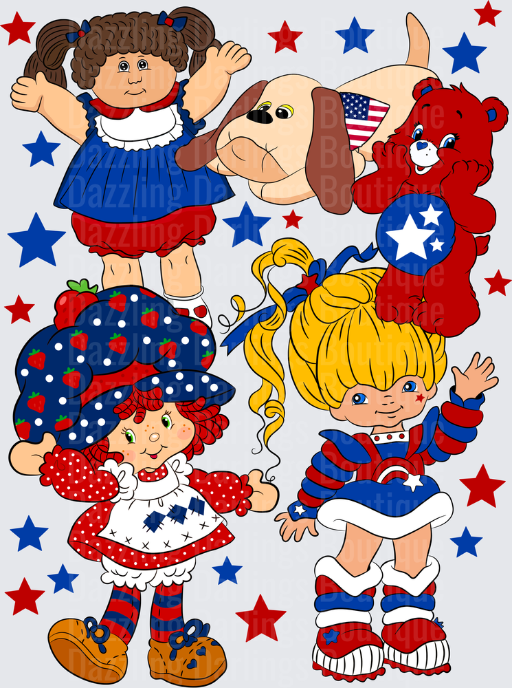 80s Cabbage Patch Kids Rainbow Brite Strawberry Shortcake America Bear Patriotic Stars