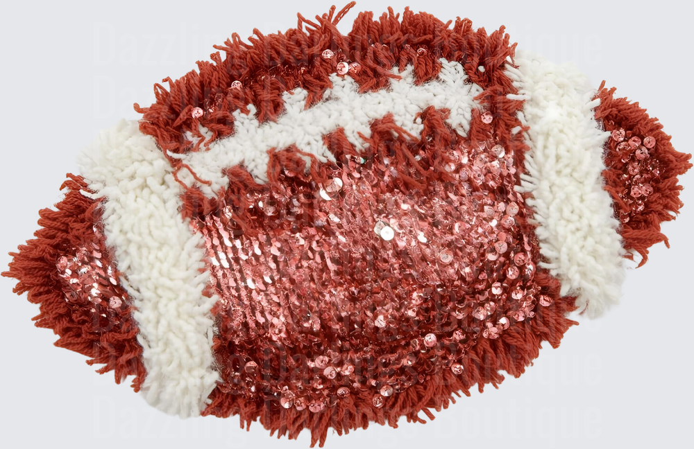 Sequin Glitter Football with Fringe Yarn Texture