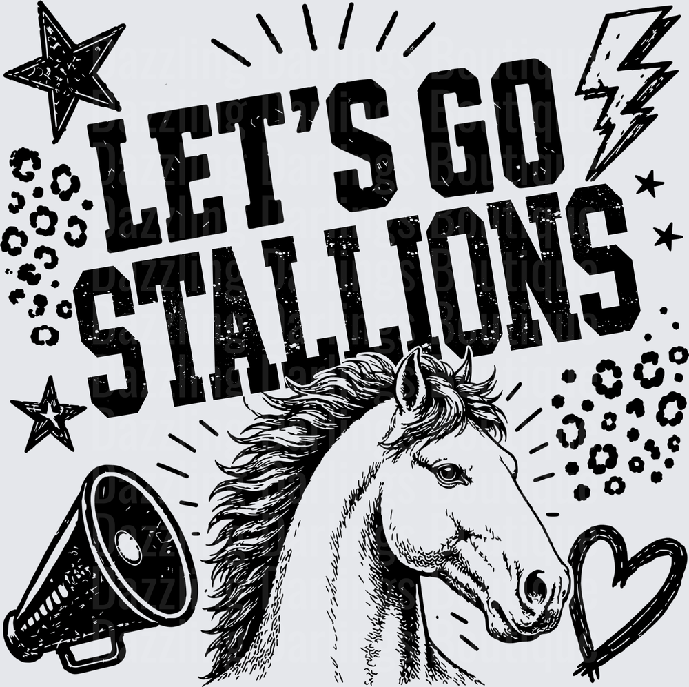 Let's Go Stallions Bold Spirit Horse Mascot with Megaphone