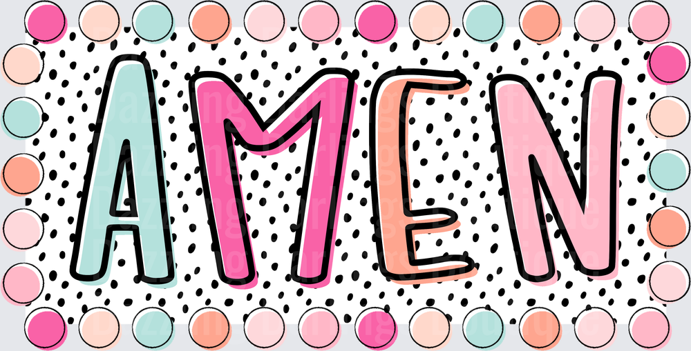 AMEN Pastel Polka Dot Border Religious Faith Design