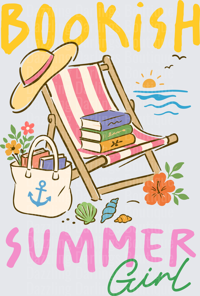 Bookish Summer Girl Beach Chair Books Tote Bag Ocean Scene