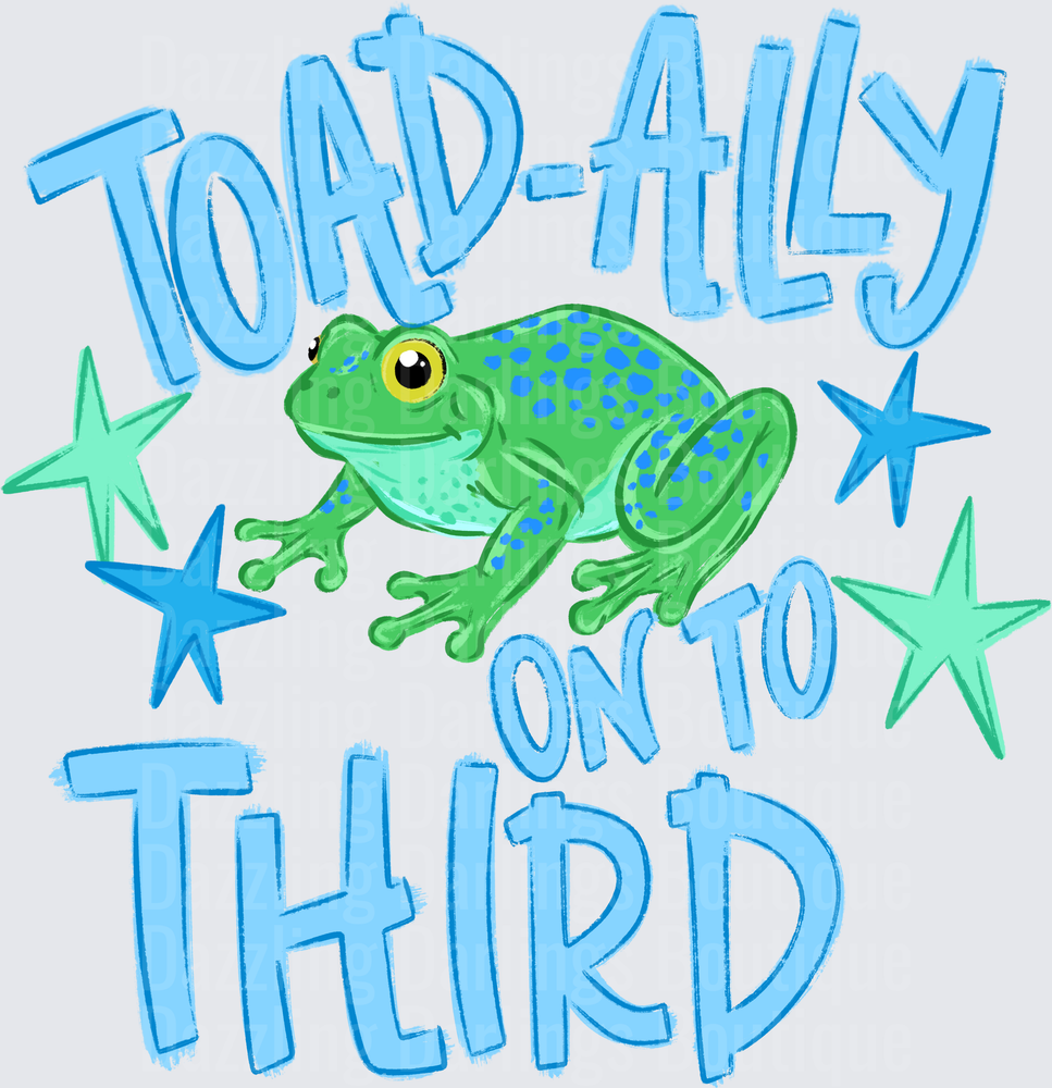 Toad-ally On To Third Grade Frog with Stars Design