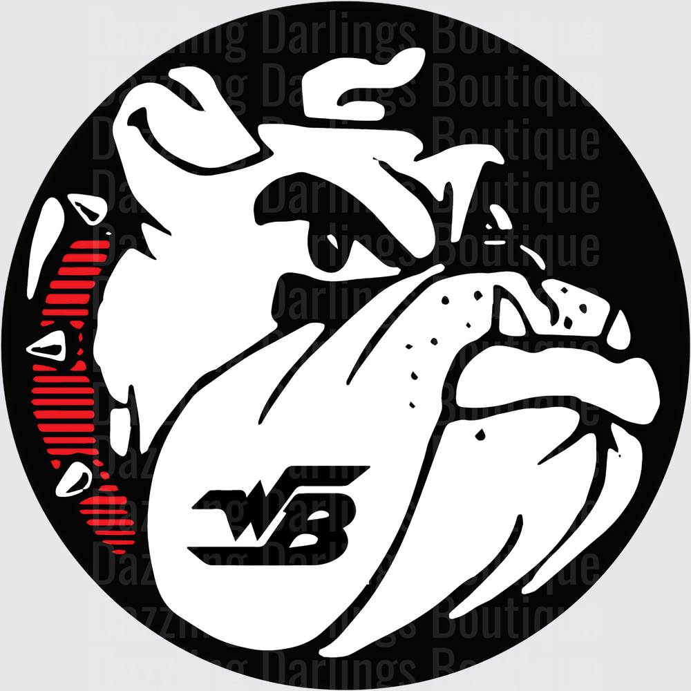 Black Circle Bulldog Mascot Logo with WB Initials
