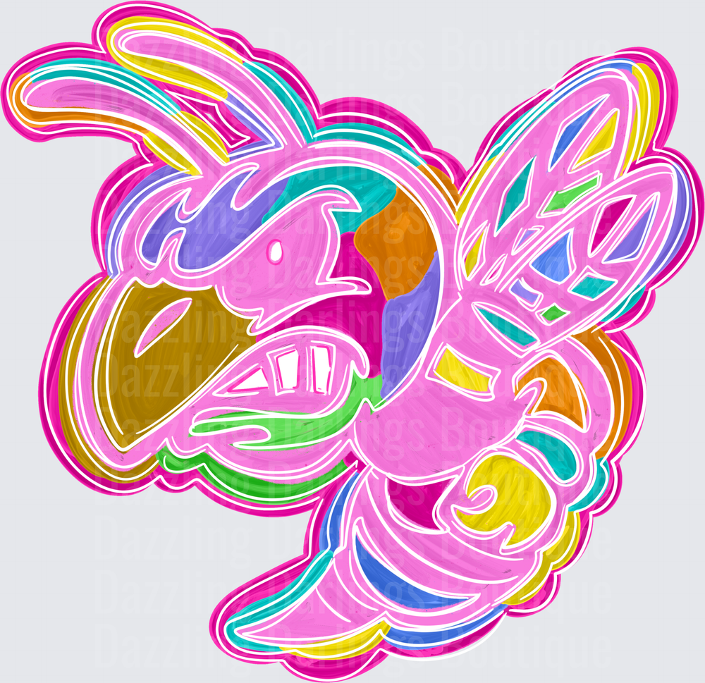 Colorful Neon Rainbow Beedrill Pokemon Fan Art Design