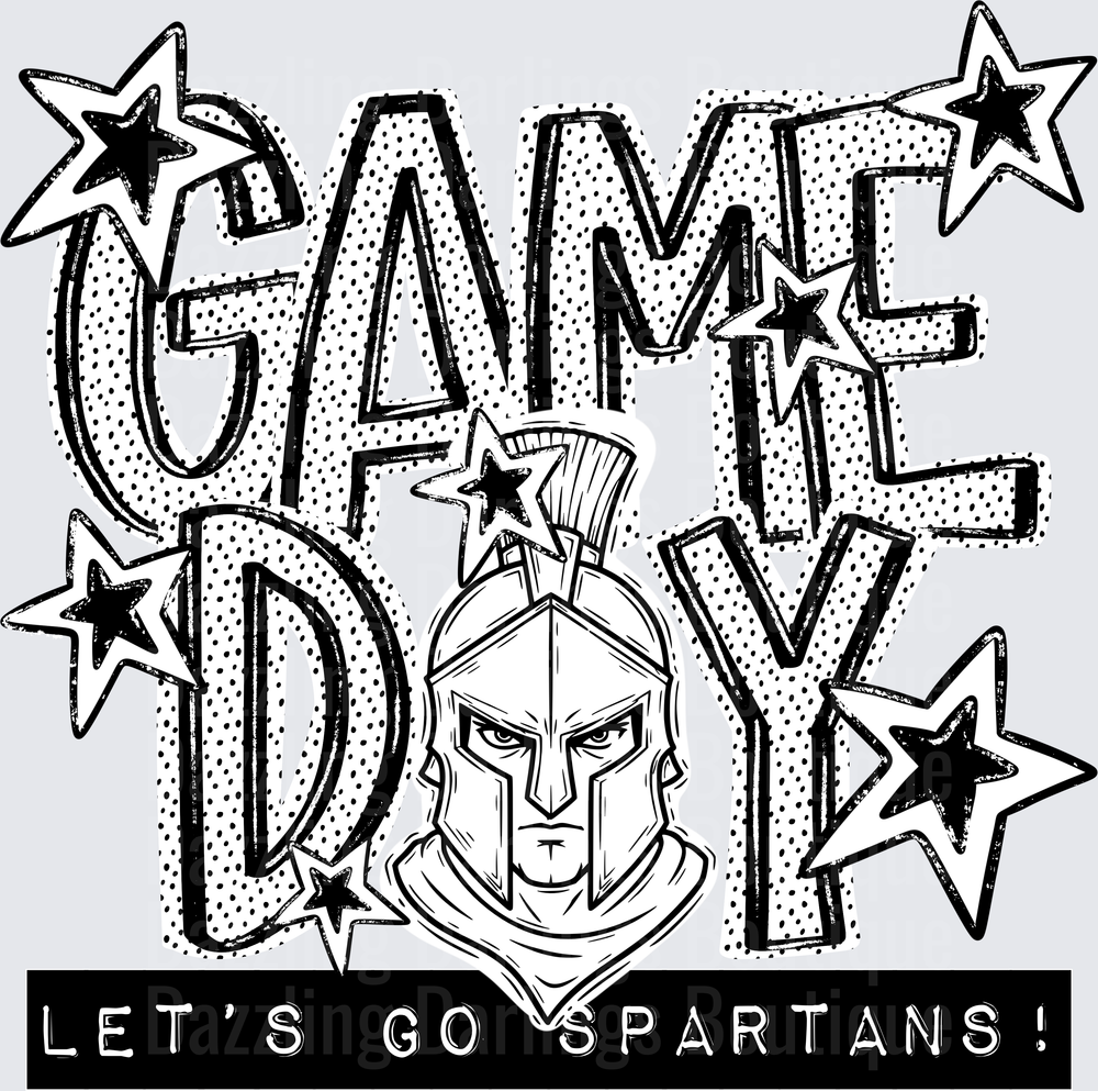 Game Day Let's Go Spartans Warrior Helmet Stars Design